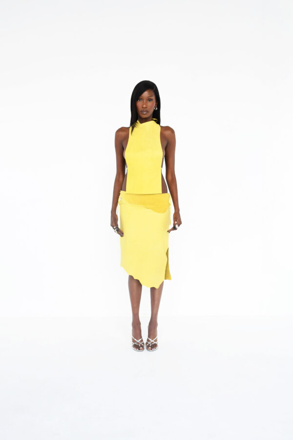 LOENA YELLOW LEATHER TOP