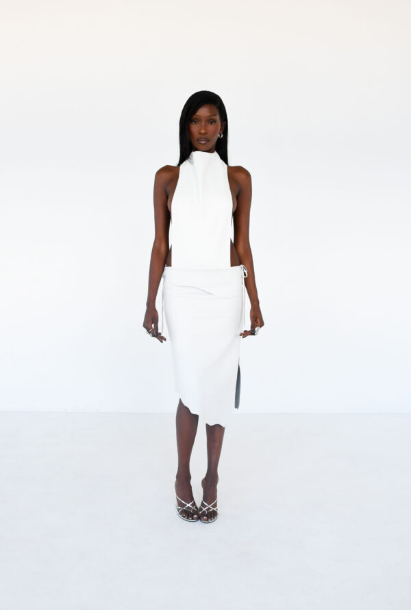 LOENA WHITE LEATHER DRESS
